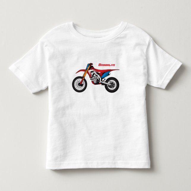 T-shirt Pour Les Tous Petits Red dirt bike motorcycle (Devant)