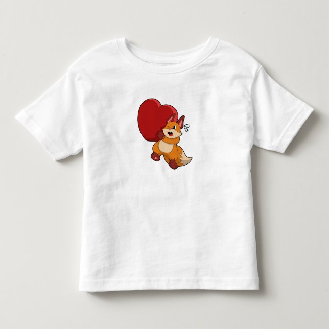 T-shirt Pour Les Tous Petits Renard à l'amour avec le coeur (Devant)
