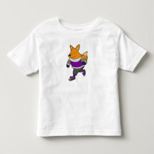 T-shirt Pour Les Tous Petits Renard au patinage sur glace avec patins sur glace