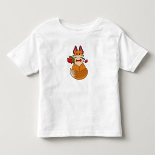 T-shirt Pour Les Tous Petits Renard avec fleur Rose