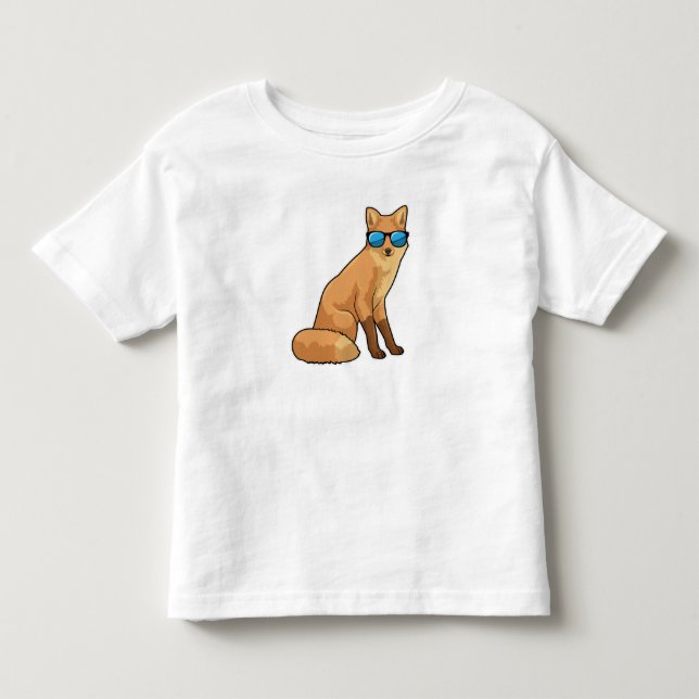 T-shirt Pour Les Tous Petits Renard avec lunettes de soleil (Devant)