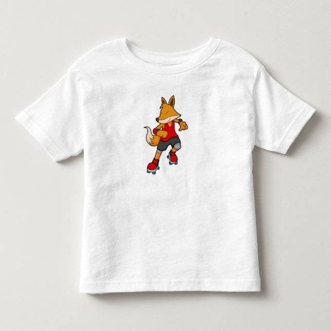 T-shirt Pour Les Tous Petits Renard en patinage avec roulettes (Devant)