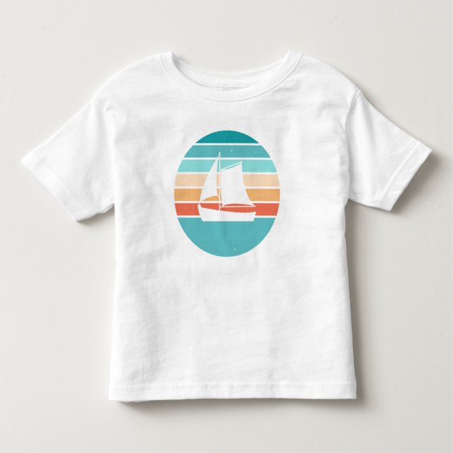 T-shirt Pour Les Tous Petits Retro Sunset Effet Perdu + Voilier (Devant)