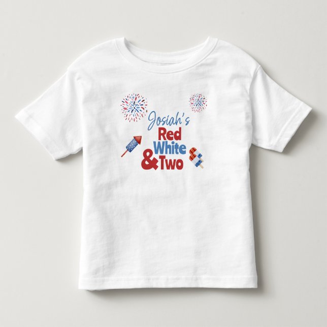 T-shirt Pour Les Tous Petits Rouge blanc et fête d'anniversaire (Devant)