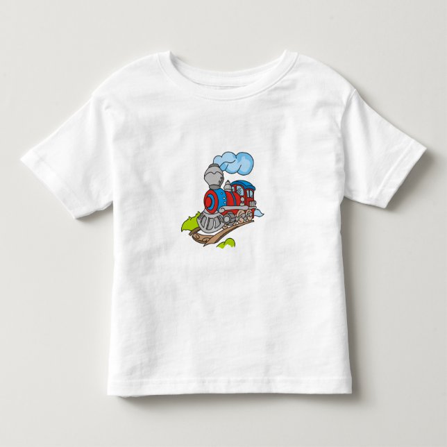 T-shirt Pour Les Tous Petits Rouge et train bleu (Devant)