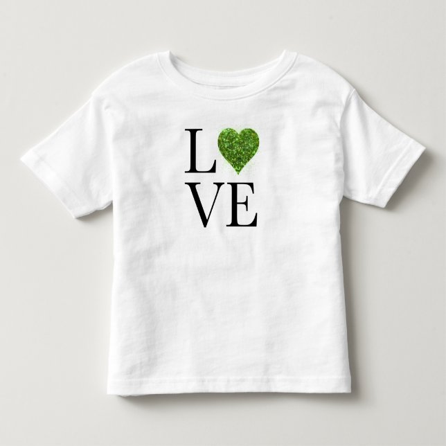 T-shirt Pour Les Tous Petits Saint Patrick | Amour | coeur étincelant vert (Devant)