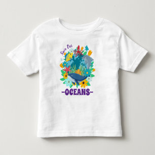T-shirt Pour Les Tous Petits Sauvez nos océans Fleur Baleine Conception Colorée