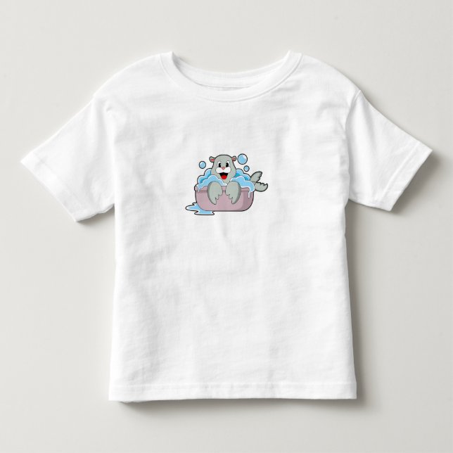 T-shirt Pour Les Tous Petits Sceau dans la baignoire (Devant)