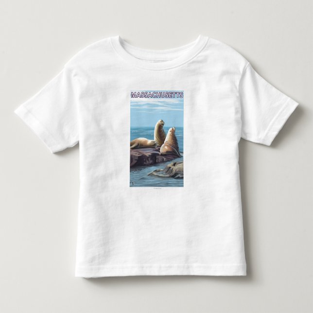 T-shirt Pour Les Tous Petits Scène de lions de MassachusettsSea (Devant)