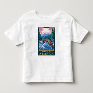 T-shirt Pour Les Tous Petits Scène de pêche de mouche - Dawson, Alaska