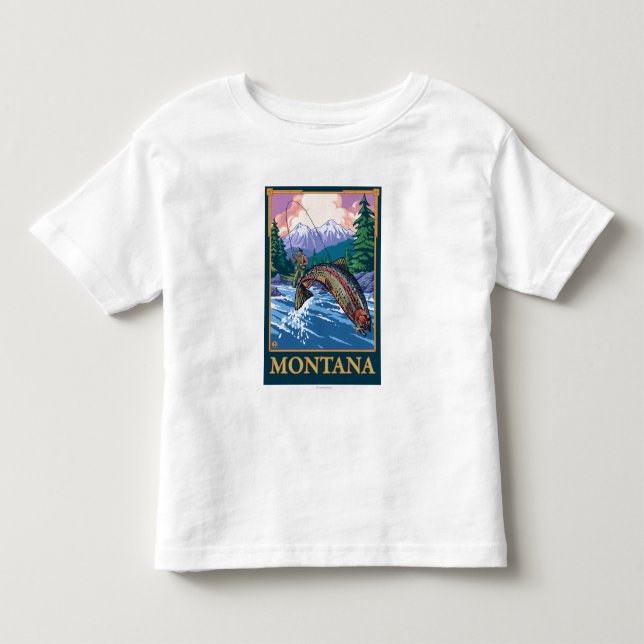 T-shirt Pour Les Tous Petits Scène de pêche de mouche - Montana (Devant)