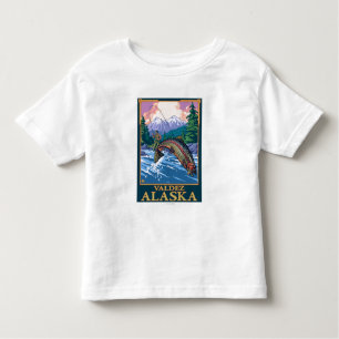 T-shirt Pour Les Tous Petits Scène de pêche de mouche - Valdez, Alaska