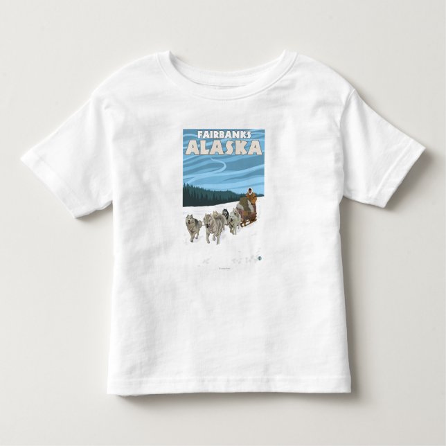 T-shirt Pour Les Tous Petits Scène Sledding de chien - Fairbanks, Alaska (Devant)