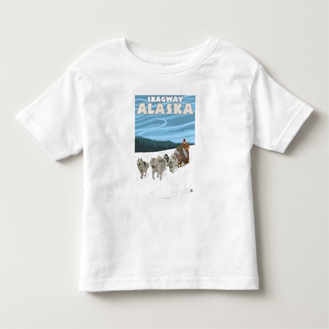 T-shirt Pour Les Tous Petits Scène Sledding de chien - Skagway, Alaska (Devant)