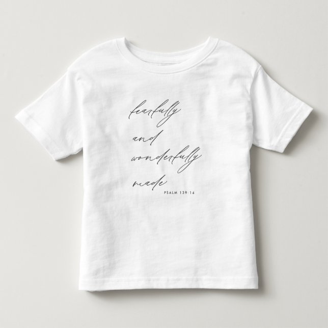 T-shirt Pour Les Tous Petits Script moderne avec peur et merveilleusement chrét (Devant)