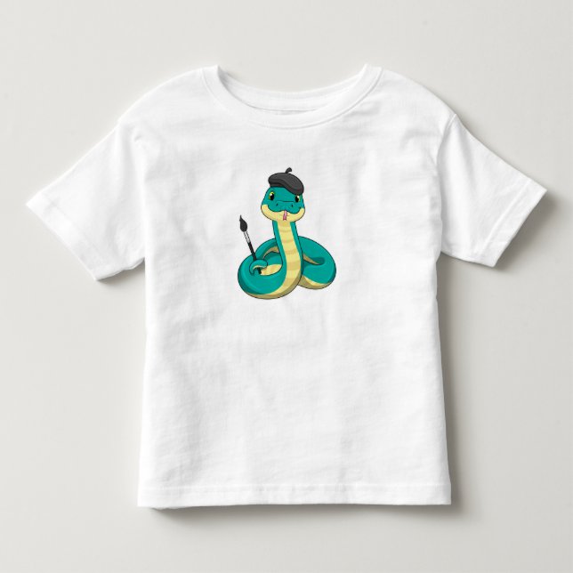 T-shirt Pour Les Tous Petits Serpent comme peintre avec pinceau (Devant)