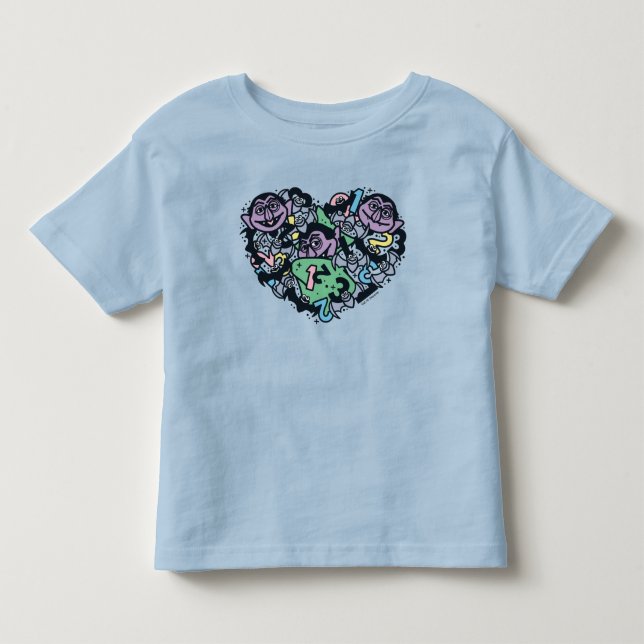 T-shirt Pour Les Tous Petits Sésame Sésame | Comte von Count Doodle Heart (Devant)