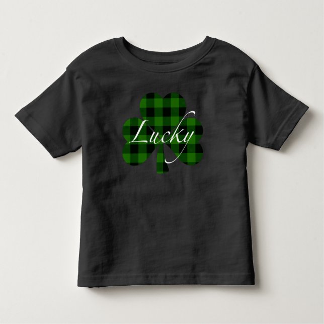 T-shirt Pour Les Tous Petits Shamrock plat noir vert classique (Devant)