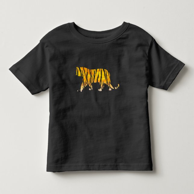 T-shirt Pour Les Tous Petits Silhouette de Tigre Noir et Orange (Devant)