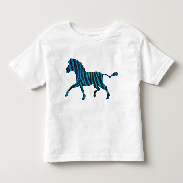 T-shirt Pour Les Tous Petits Silhouette noir et bleu Zebra (Devant)