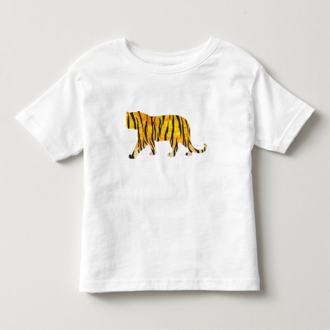 T-shirt Pour Les Tous Petits Silhouette Tiger noir et orange (Devant)