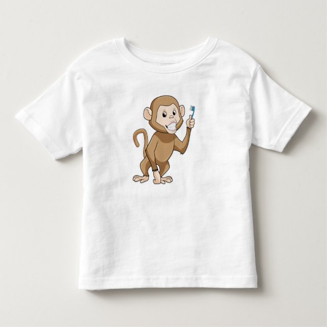 T-shirt Pour Les Tous Petits Singe avec brosse à dents (Devant)
