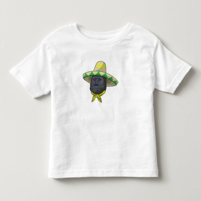 T-shirt Pour Les Tous Petits Singe avec casquette de paille (Devant)
