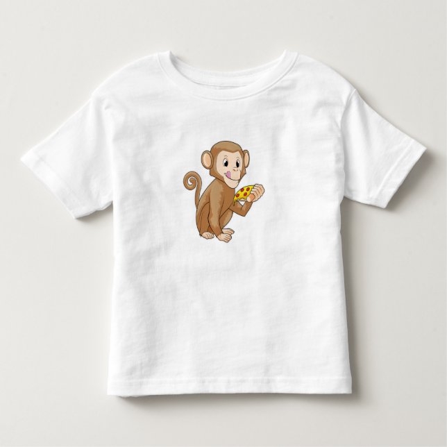 T-shirt Pour Les Tous Petits Singe avec morceau de pizza (Devant)