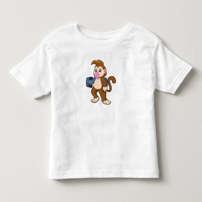 T-shirt Pour Les Tous Petits Singe comme patineur avec skateboard (Devant)