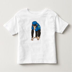 T-shirt Pour Les Tous Petits Singe comme policier avec Uniforme