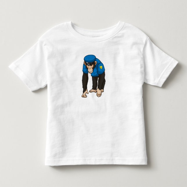 T-shirt Pour Les Tous Petits Singe comme policier avec Uniforme (Devant)