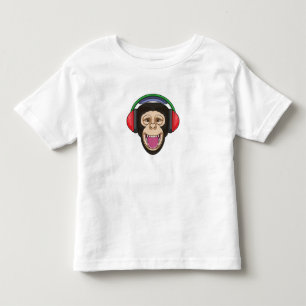 T-shirt Pour Les Tous Petits Singe dans la musique avec casque