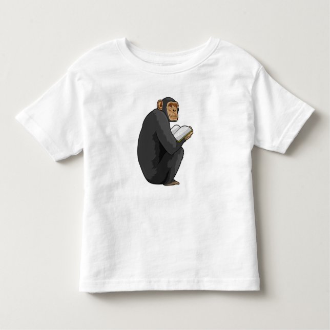 T-shirt Pour Les Tous Petits Singe Nerd avec livre (Devant)