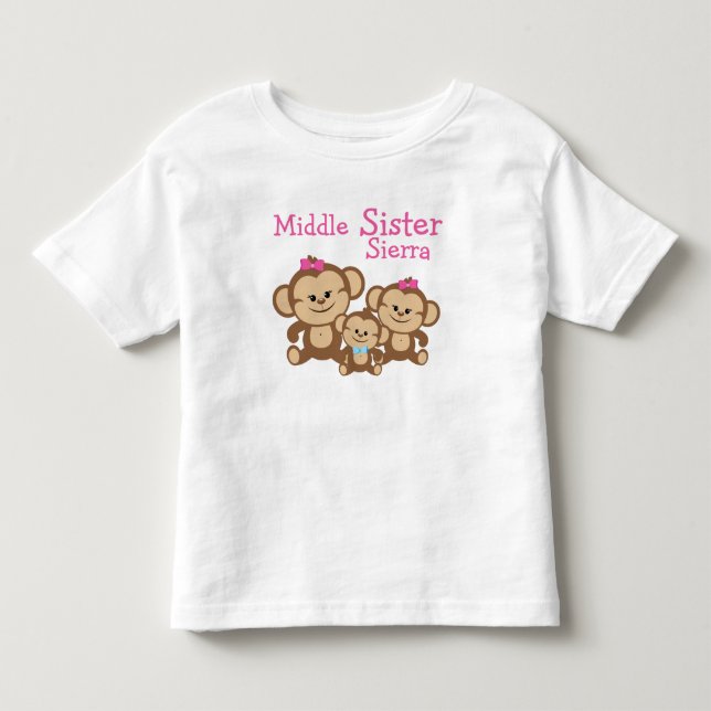 T-shirt Pour Les Tous Petits Singes personnalisées Middle Sister (Devant)