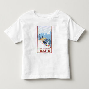 T-shirt Pour Les Tous Petits Skieur de neige de Downhhill - Sun Valley, Idaho