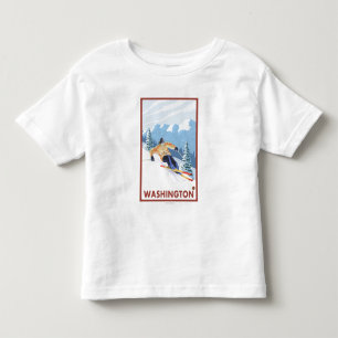T-shirt Pour Les Tous Petits Skieur de neige de Downhhill - Washington