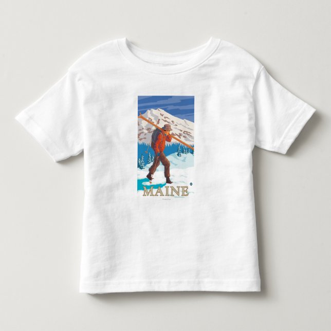 T-shirt Pour Les Tous Petits Skis de transport de MaineSkier (Devant)