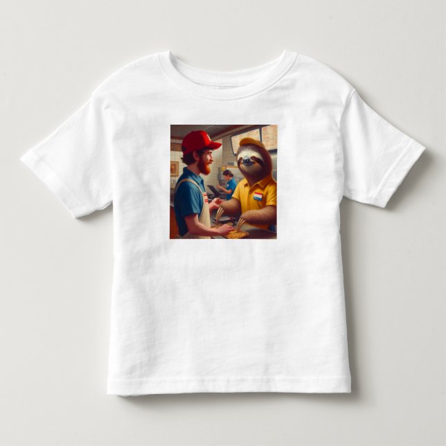 T-shirt Pour Les Tous Petits Sloth Fast Food Worker (Devant)