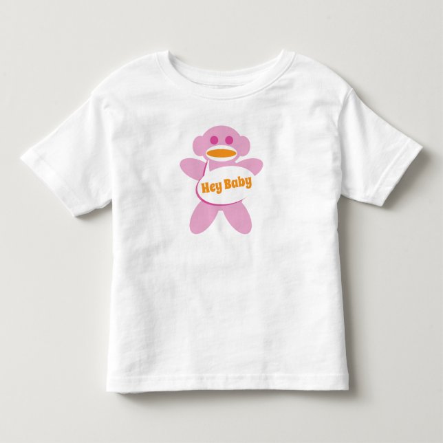 T-shirt Pour Les Tous Petits Soq Monkey Baby Shirt rose Personnaliser (Devant)