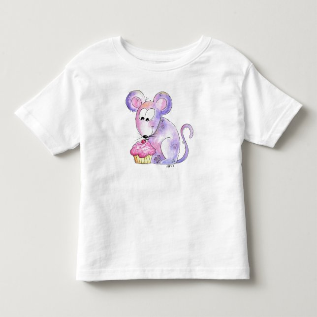 T-shirt Pour Les Tous Petits Souris Whimsical mignonne avec Cupcake (Devant)