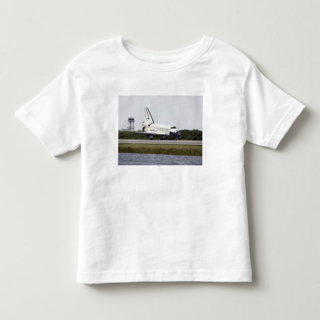 T-shirt Pour Les Tous Petits Space Shuttle Discovery sur la piste (Devant)