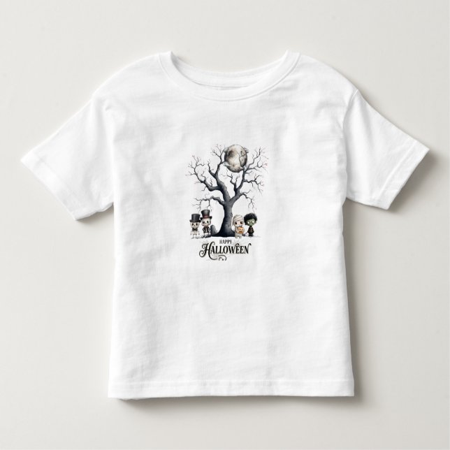 T-shirt Pour Les Tous Petits Squelettes mignons, maman et Frankenstein Boy (Devant)