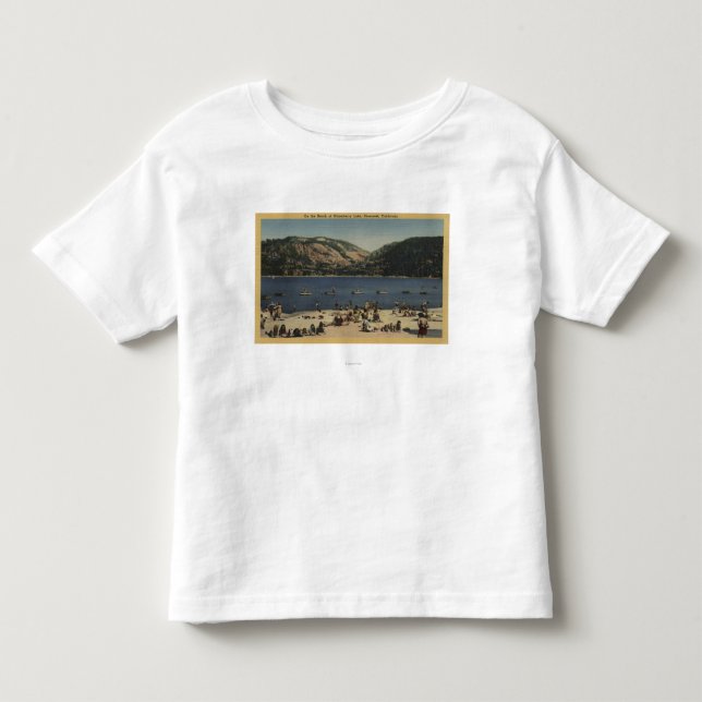 T-shirt Pour Les Tous Petits Sunbathers et nageurs sur la plage (Devant)