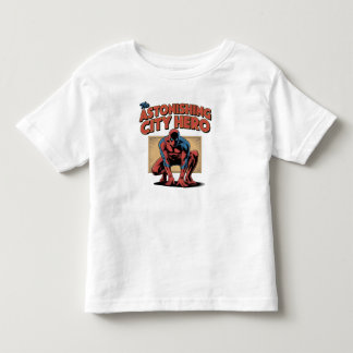 T-shirt Pour Les Tous Petits Super-héros masqué accroupi Bande dessinée vintage