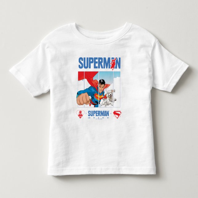 T-shirt Pour Les Tous Petits Superman et Krypto prennent l'avion (Devant)