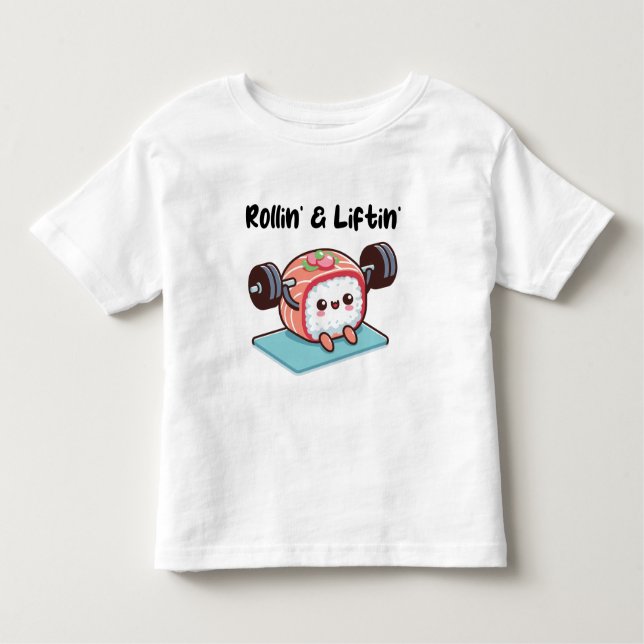 T-shirt Pour Les Tous Petits Sushi Roll Lifting Weights (Devant)