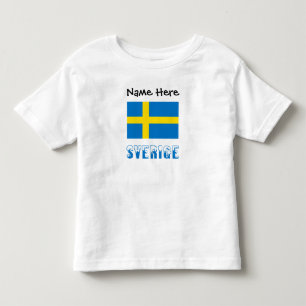 T-shirt Pour Les Tous Petits Sverige et Drapeau Suédois Personnalisé