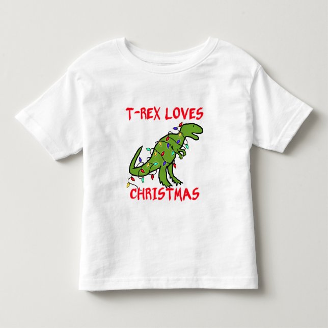 T-shirt Pour Les Tous Petits T-Rex aime Noël (Devant)