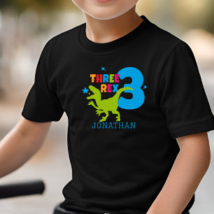 T-shirt Pour Les Tous Petits T Rex Boys mignon 3ème anniversaire Nom personnali