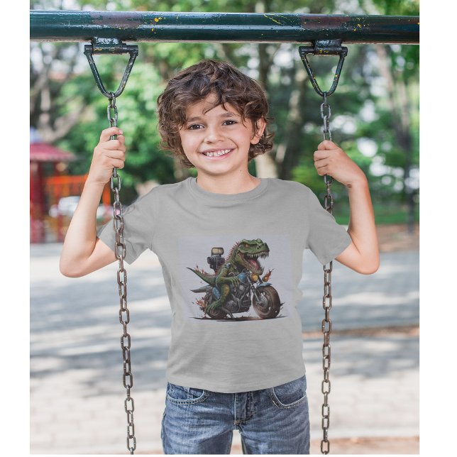 T-shirt Pour Les Tous Petits T Rex Dinosaur sur une moto (Créateur téléchargé)